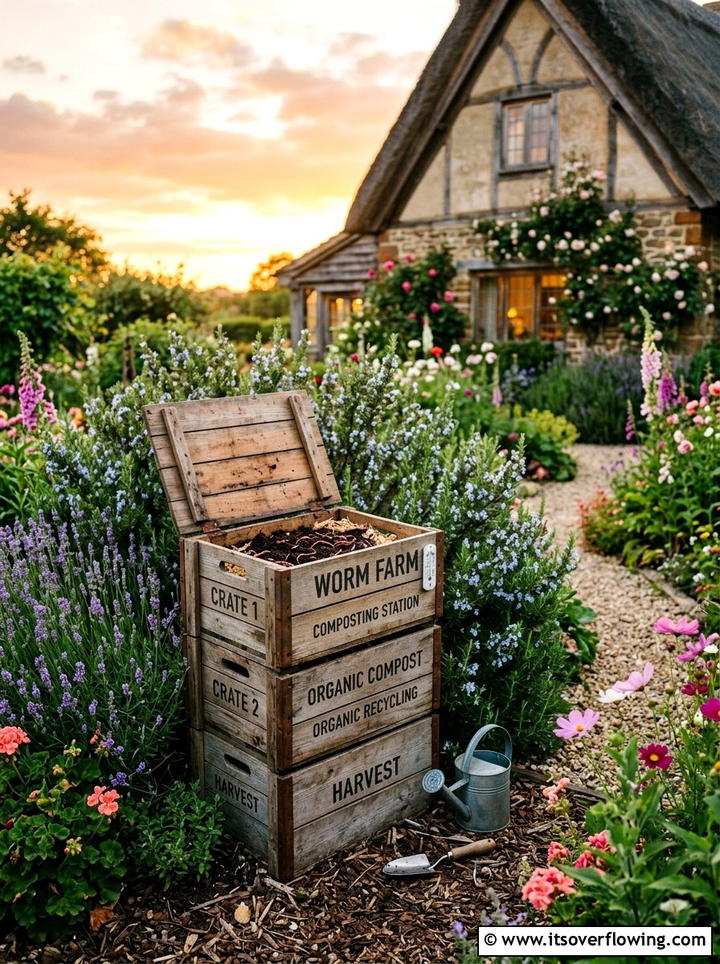 Wooden Fruit Crate Worm Farm - 25 recycled garden ideas with worm bins