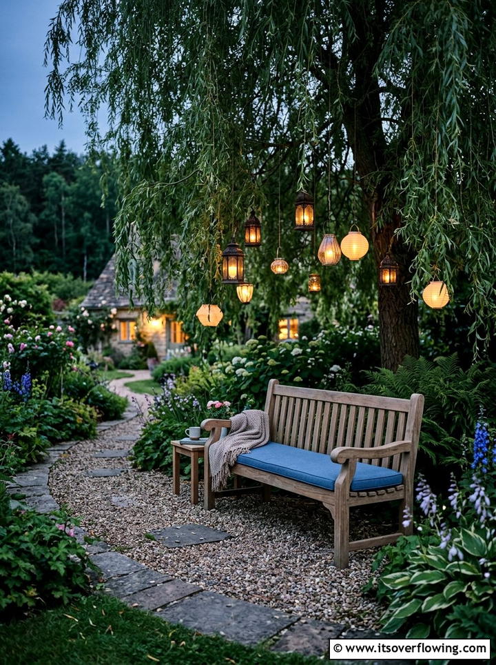 Wooden Garden Bench - 25 garden decor ideas for cozy evenings