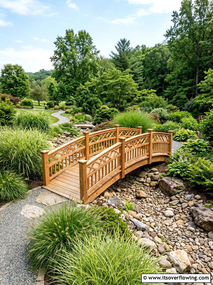 Wooden Garden Bridge - 25 garden decor ideas for large gardens