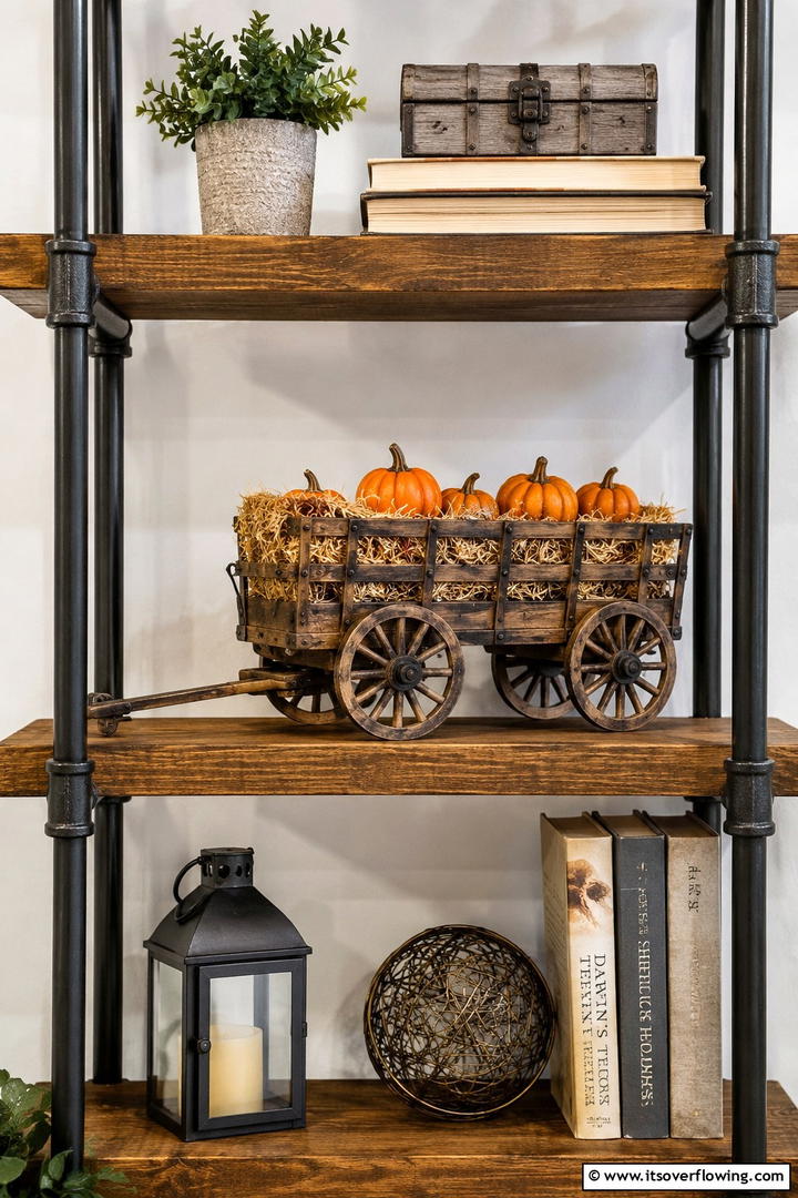 Wooden Hay Wagon Scene - 50 Wooden Fall Decor Ideas Roundup- Cozy Accents Galore