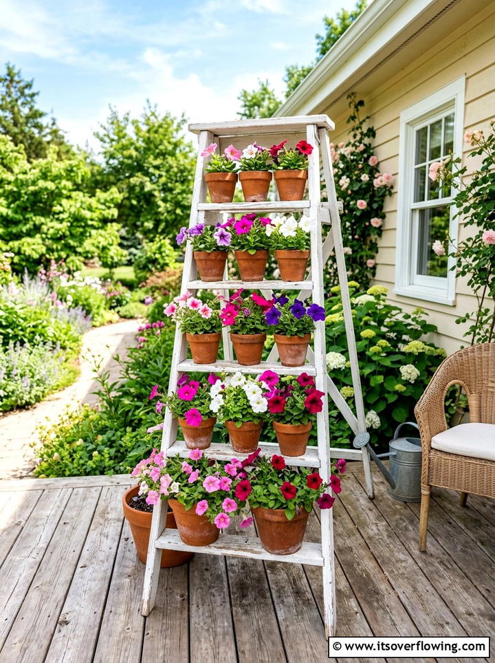Wooden Ladder Stand - 25 creative garden ideas diy