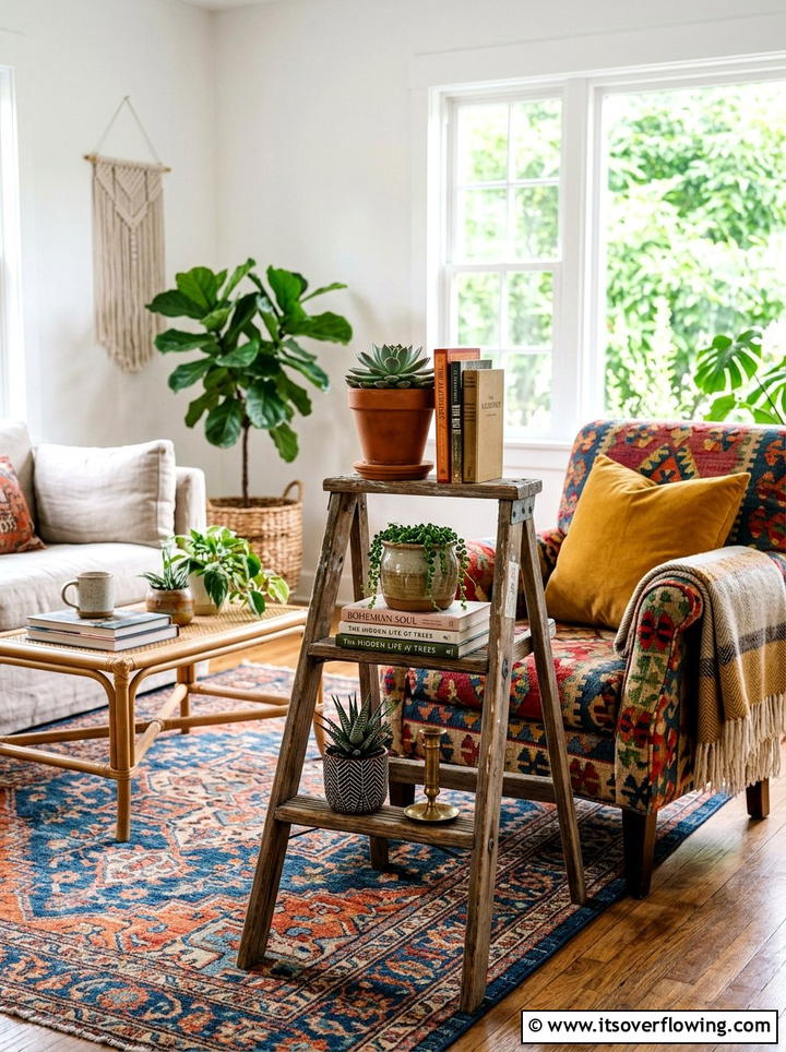 Wooden Ladder - 25 reusing old things ideas for tables