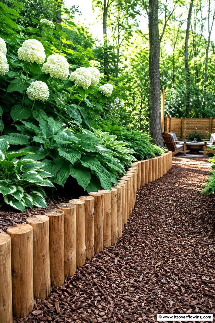 Wooden Log Edging - 30 Modern Garden Edging Ideas to Define Your Outdoor Space