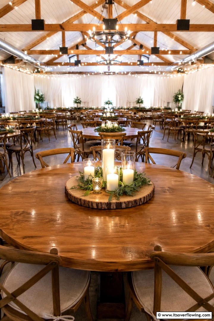 Wooden Log Slice with Candles - 30 Rustic Wedding Centerpieces for a Charming Celebration
