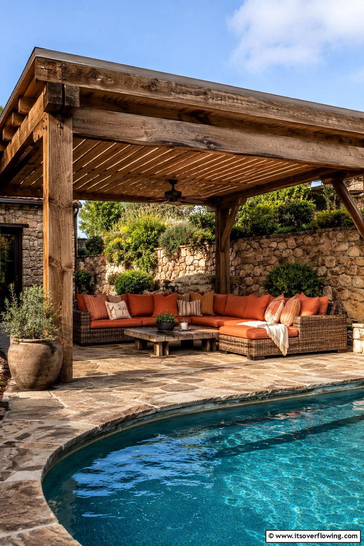Wooden Louvered Roof for Rustic Charm - 30 Pool Shade Ideas for a Cool and Relaxing Oasis