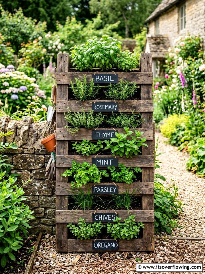 Wooden Pallet Herb Garden - 25 garden decor ideas with herb displays