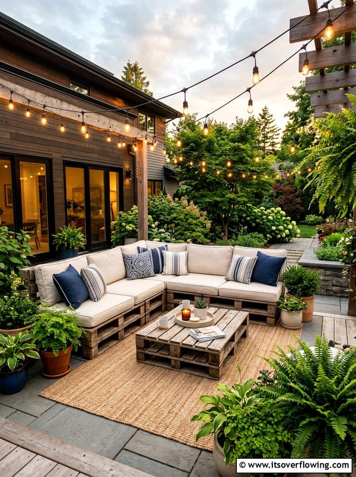 Wooden Pallet Lounge - 25 backyard decorating ideas with recycled materials