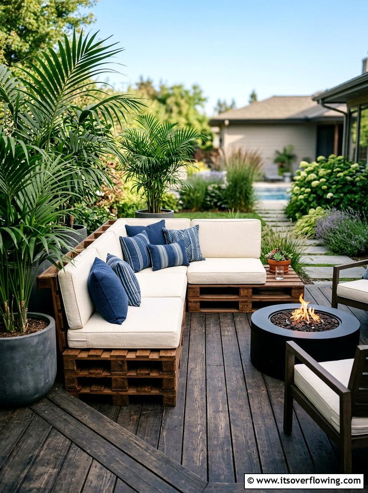 Wooden Pallet Outdoor Seat - 25 upcycled garden ideas with garden benches