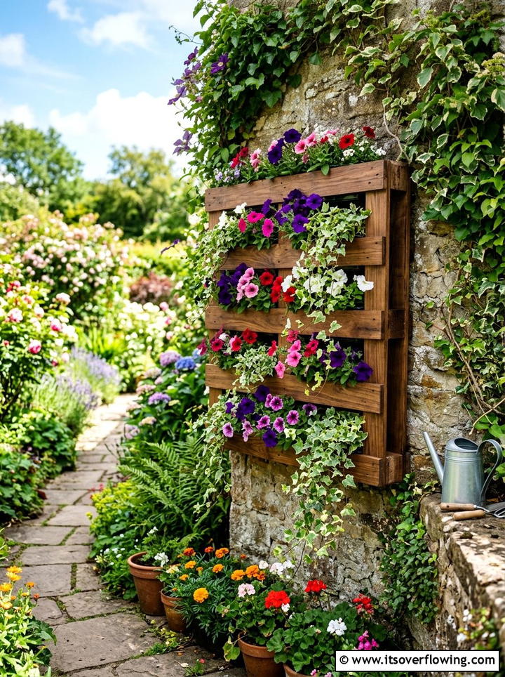 Wooden Pallet Planter - 25 creative garden ideas with wall mounted planters
