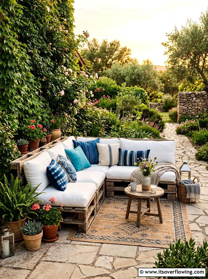 Wooden Pallet Sofa - 25 upcycled garden ideas for patios