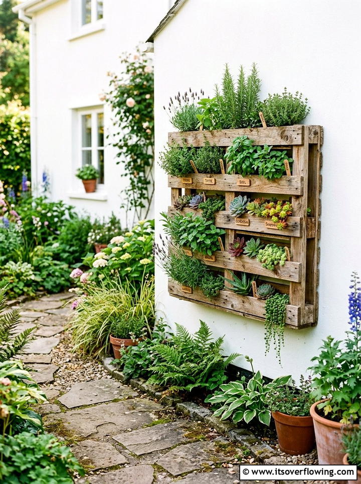 Wooden Pallet Vertical Garden - 25 recycled garden ideas for front yard decor