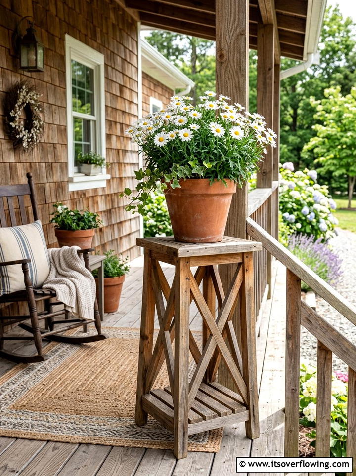 Wooden Pedestal Planter Stands - 25 front porch decor ideas with pedestal planters
