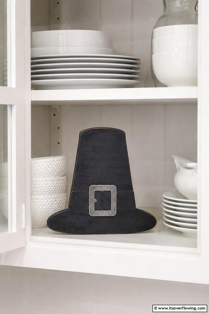 Wooden Pilgrim Hat Decoration - 50 Wooden Fall Decor Ideas Roundup- Cozy Accents Galore