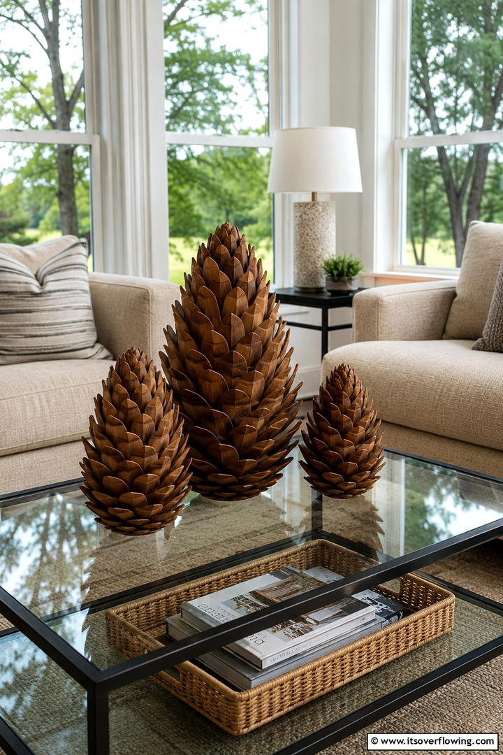 Wooden Pinecone Decorations - 50 Wooden Fall Decor Ideas Roundup- Cozy Accents Galore