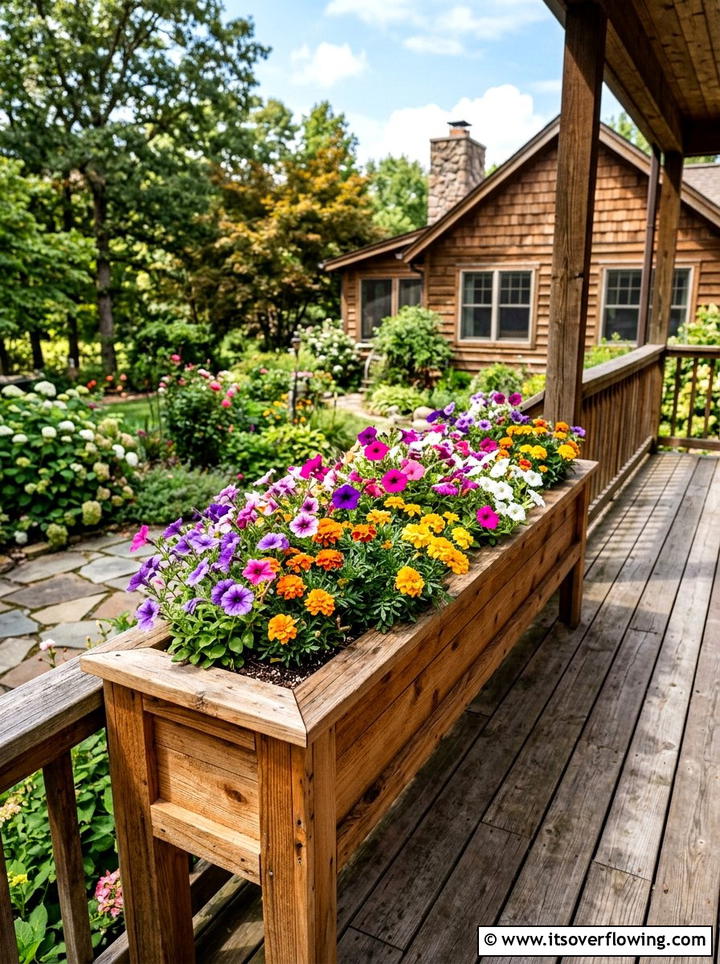 Wooden Planter Box - 25 backyard decorating ideas with planters