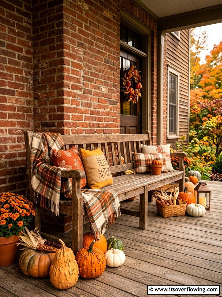 Wooden Porch Bench - 25 front porch ideas on a budget