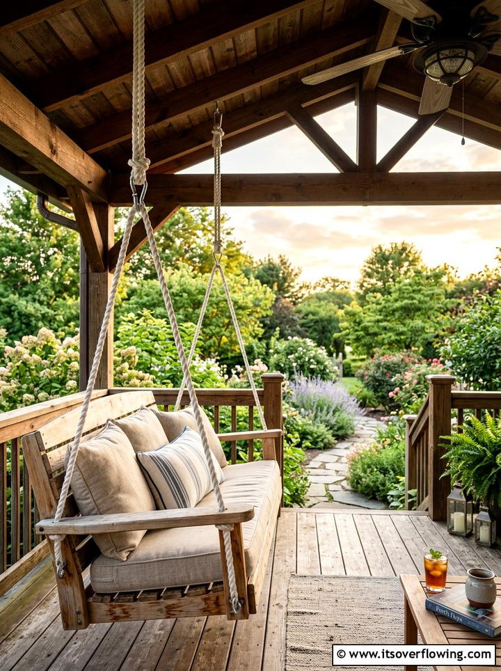 Wooden Porch Swing - 25 front porch ideas on a budget
