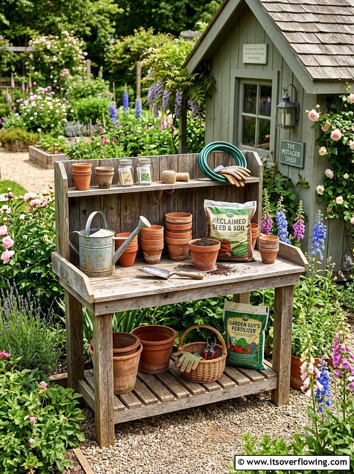 Wooden Potting Bench - 25 upcycled garden ideas with reclaimed wood