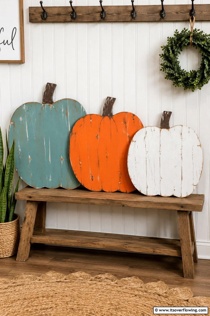 Wooden Pumpkin Cut Outs - 50 Fall Pumpkin Decor Ideas for Cozy Autumn Homes Today