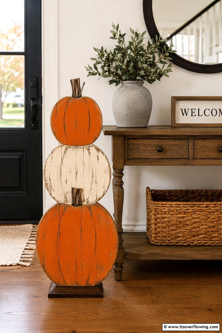 Wooden Pumpkin Stackable Display - 50 Wooden Fall Decor Ideas Roundup- Cozy Accents Galore