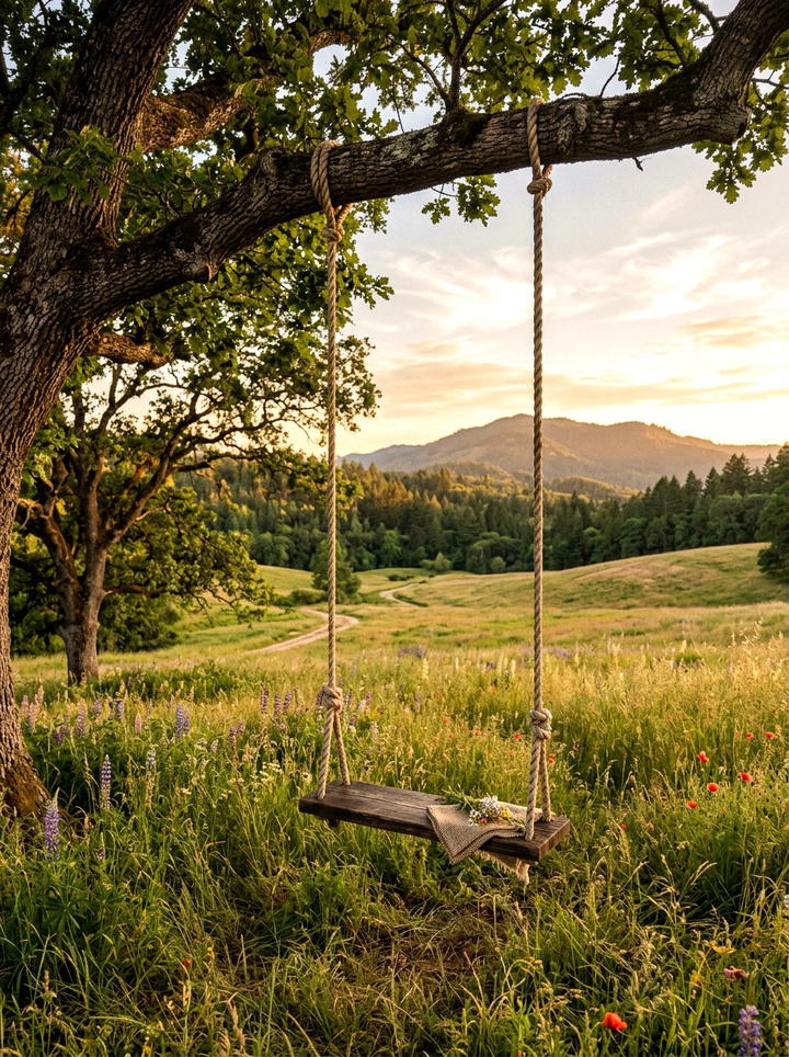 Wooden Rope Swing - 25 backyard decorating ideas with boho accents