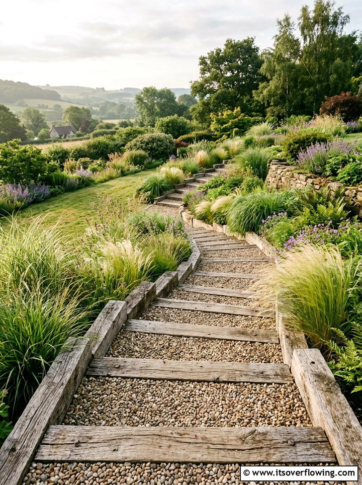 Wooden Sleeper - 25 garden ideas for sloped yards