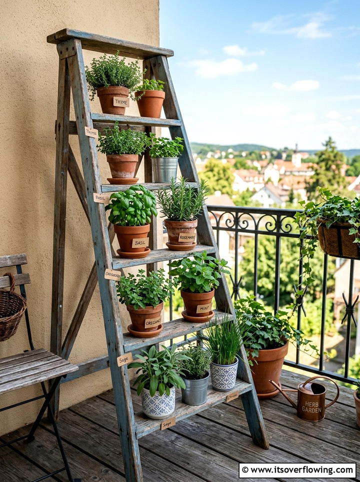 Wooden Step Ladder - 25 upcycled garden ideas with raised beds
