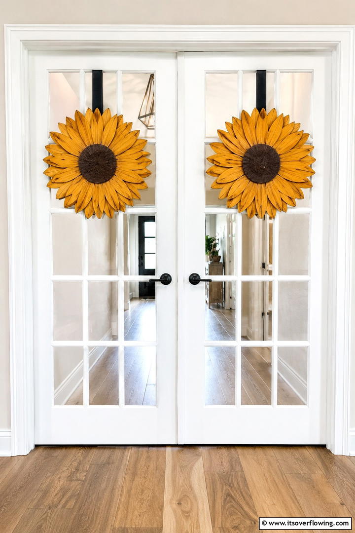 Wooden Sunflower Door Hanger - 50 Wooden Fall Decor Ideas Roundup- Cozy Accents Galore