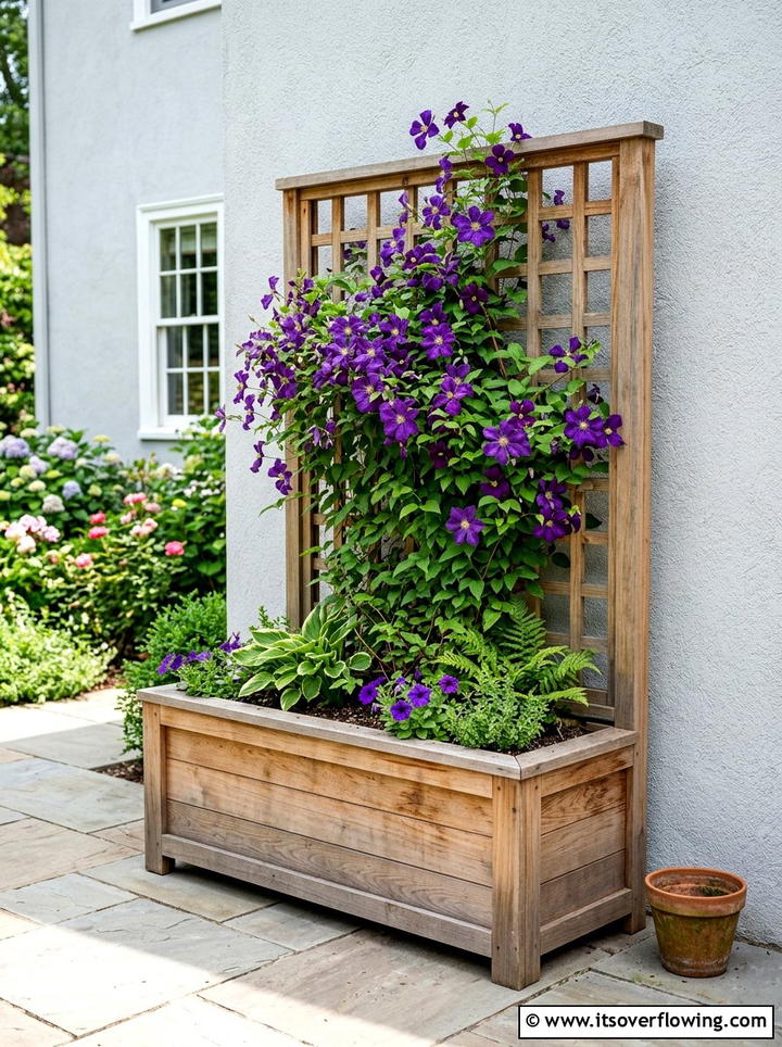 Wooden Trellis Planter - 25 garden ideas for side yards