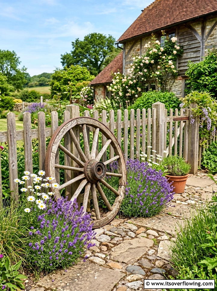 Wooden Wagon Wheel - 25 garden decor ideas for rustic gardens