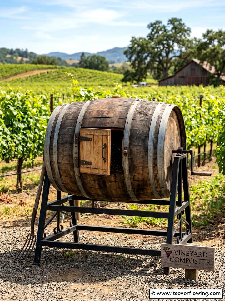 Wooden Wine Barrel Composter - 25 recycled garden ideas with composting