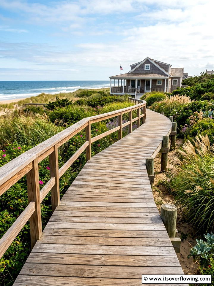 Wooden boardwalk path - 25 backyard ideas with pathways