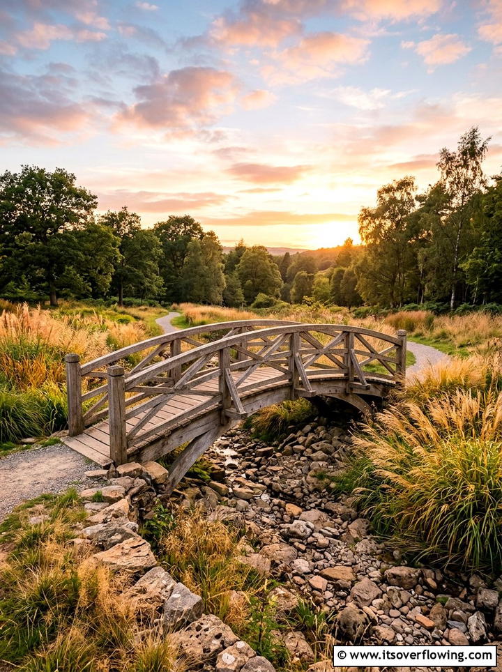 Wooden bridge feature - 25 small garden ideas with zen style