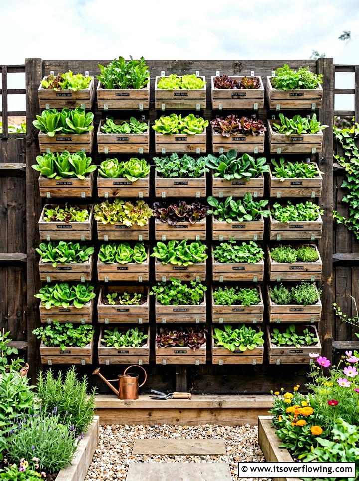 Wooden crate wall planter - 25 reusing old things ideas for garden decor