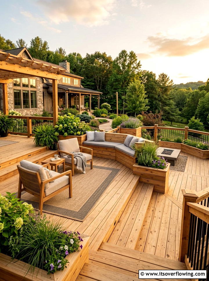 Wooden deck - 25 creative garden ideas with no lawn design