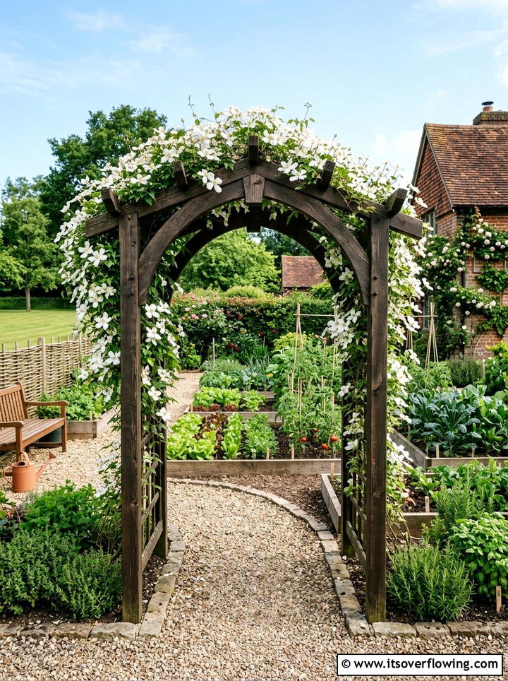 Wooden garden arbor - 25 garden ideas for english style