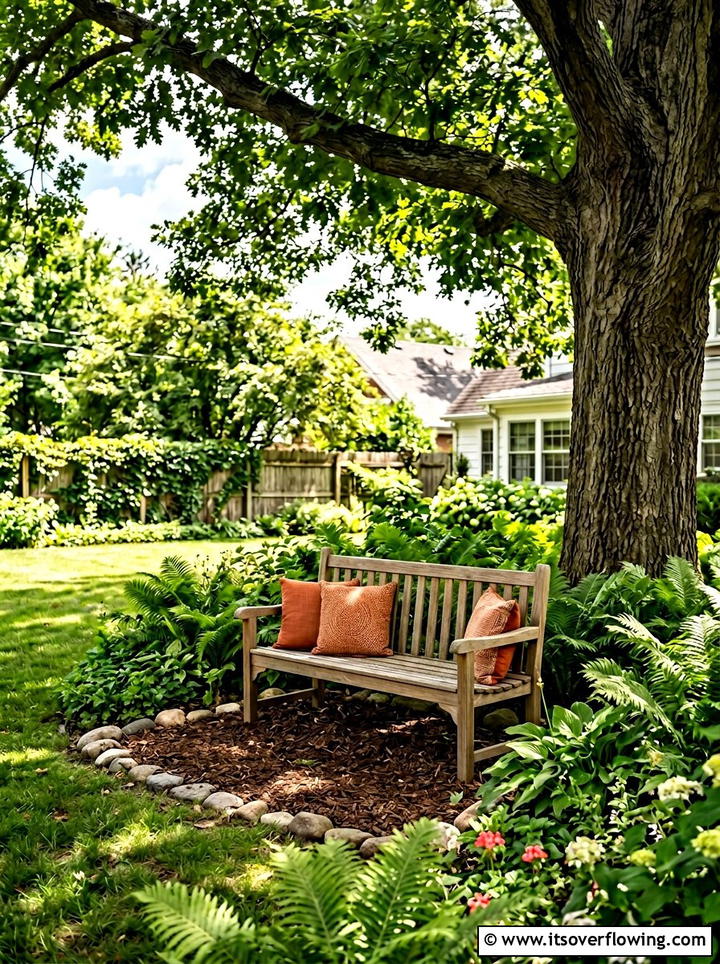 Wooden garden bench - 25 garden ideas for rental homes