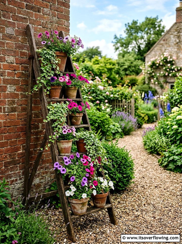 Wooden ladder planter - 25 reusing old things ideas for garden decor