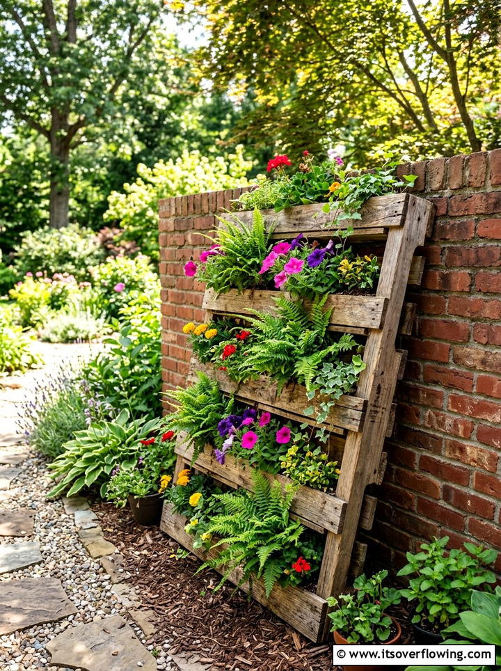 Wooden pallet garden wall - 25 upcycled garden ideas with vertical gardens