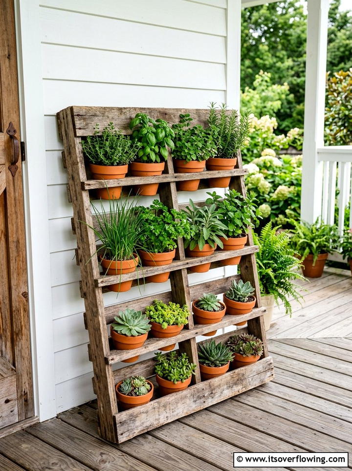 Wooden pallet planter - 25 cheap garden ideas for front yard
