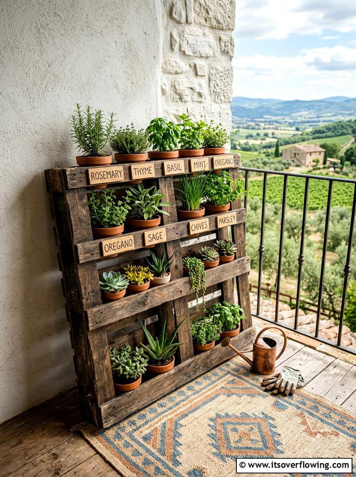 Wooden pallet planter - 25 garden decor ideas for balconies