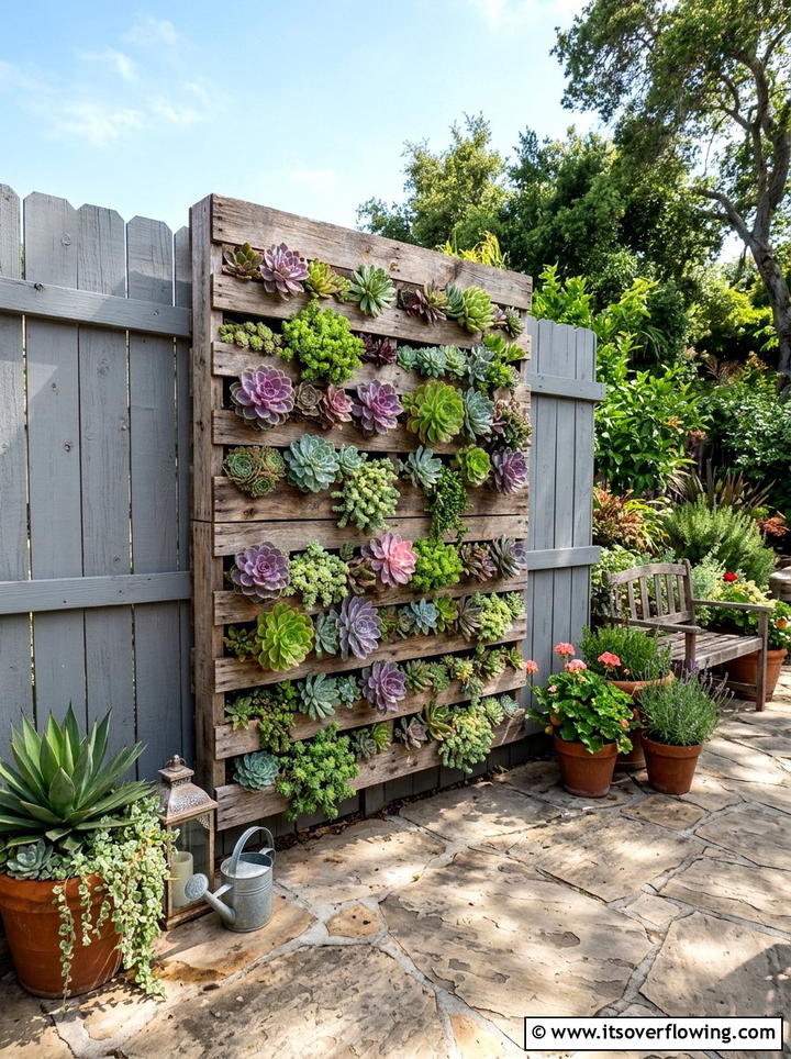 Wooden pallet vertical garden - 25 reusing old things ideas for succulent garden