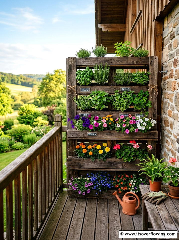 Wooden pallet vertical planter - 25 upcycled garden ideas for balconies