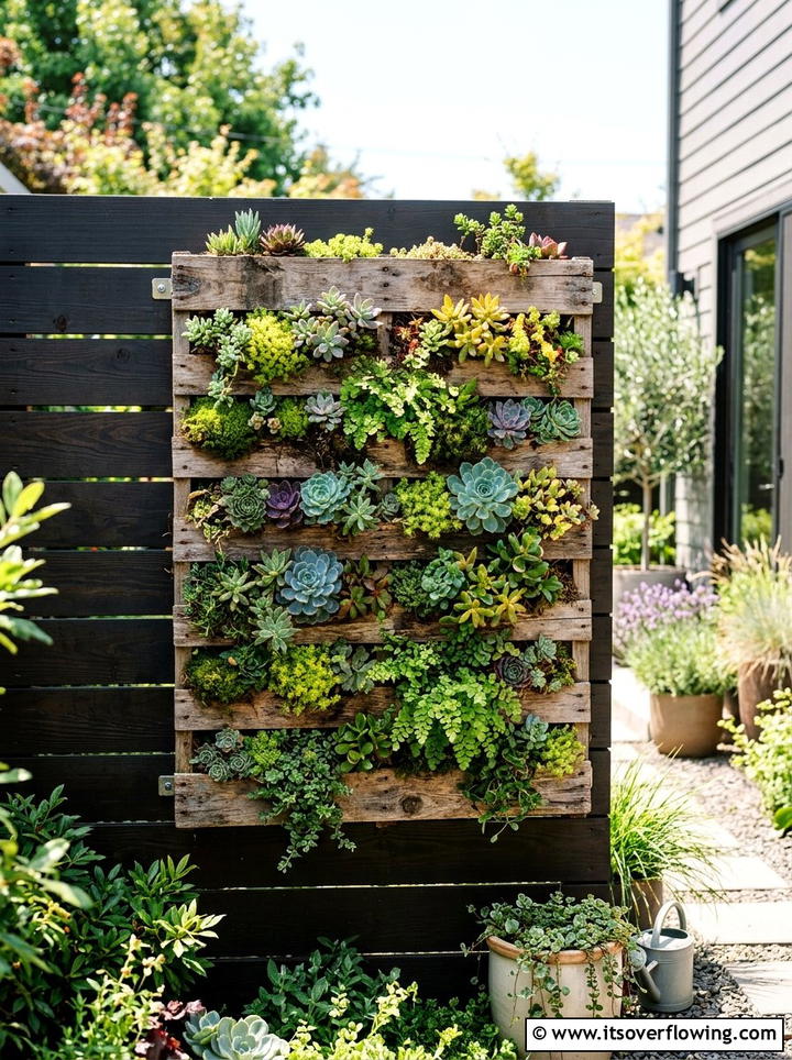 Wooden pallet vertical wall - 25 reusing old things ideas for modern garden look