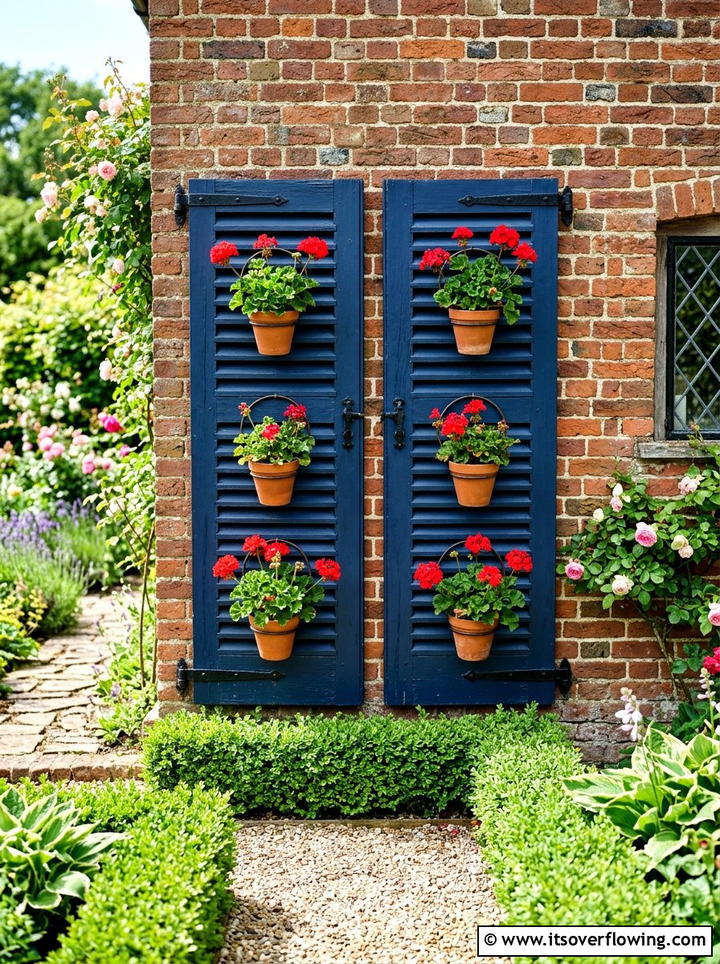 Wooden shutter planter - 25 cheap garden ideas with thrifted decor