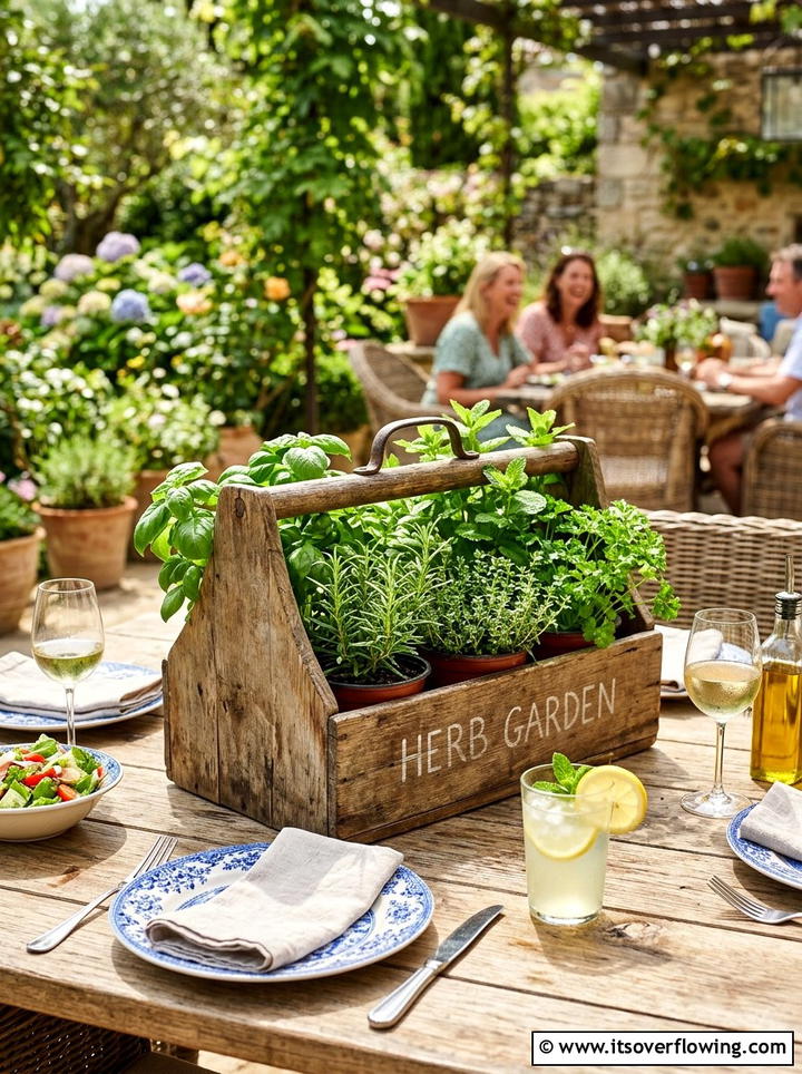 Wooden toolbox herb garden - 25 upcycled garden ideas for sunny spaces