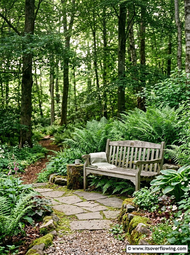 Woodland Bench Garden - 25 garden design ideas with woodland plants