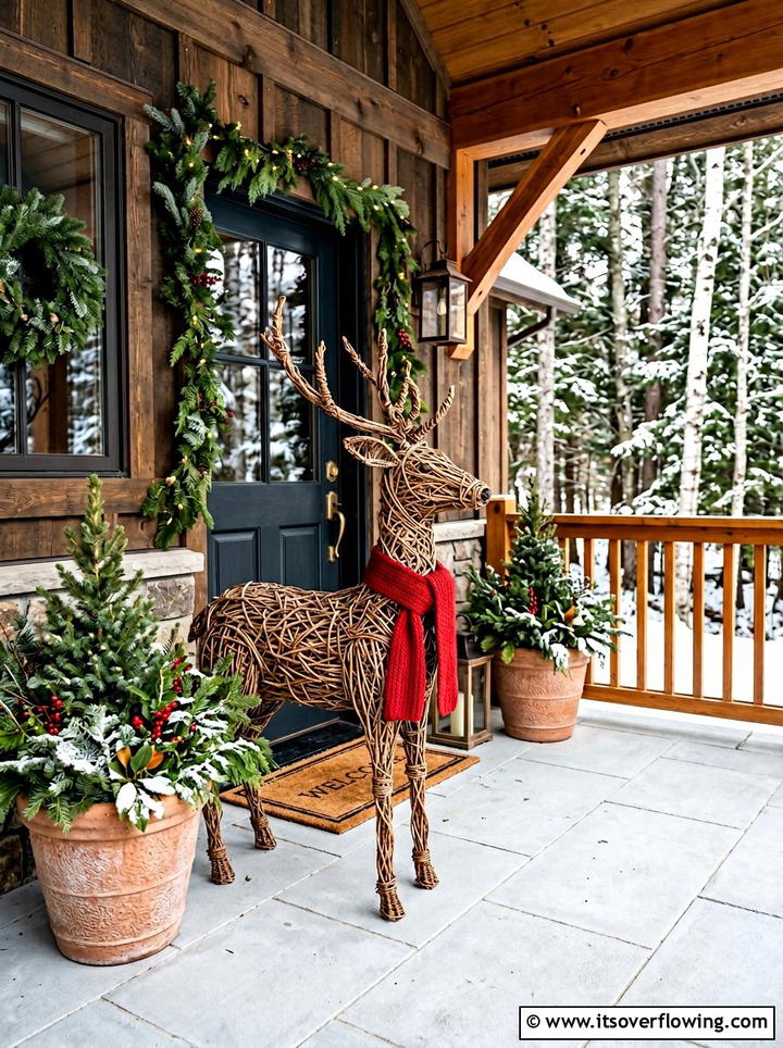 Woodland Deer Statue Theme - 25 front porch ideas with christmas decor