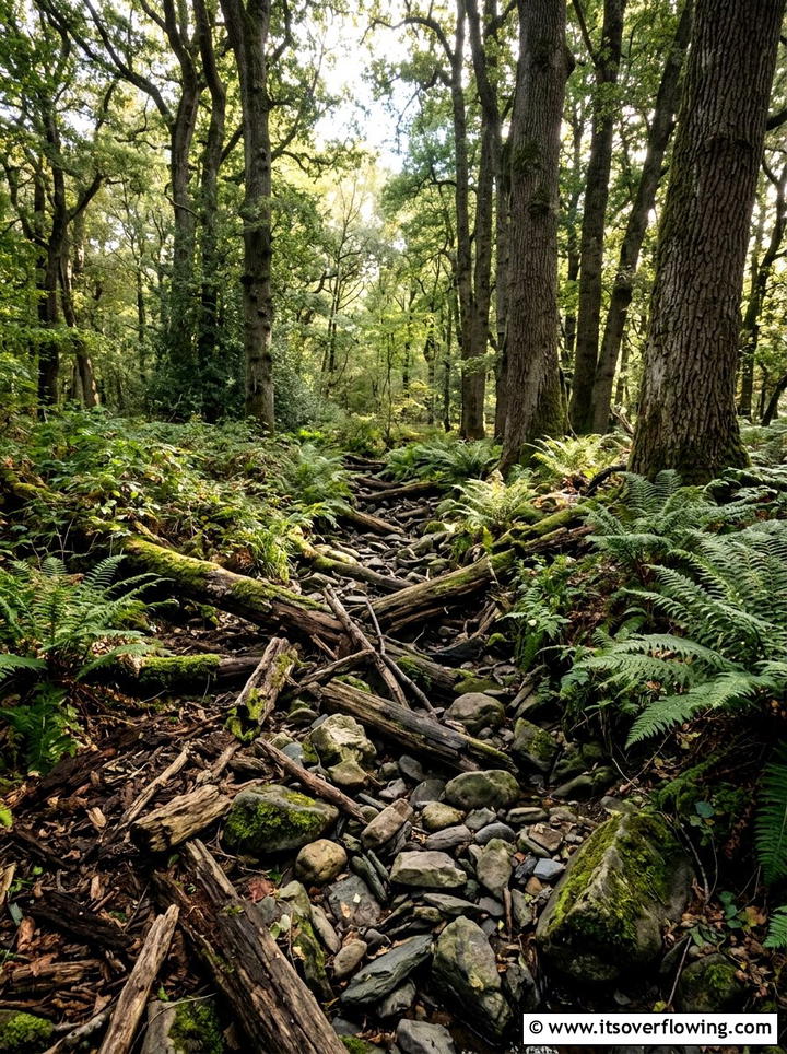 Woodland Dry Stream - 25 creative garden ideas with dry creek beds