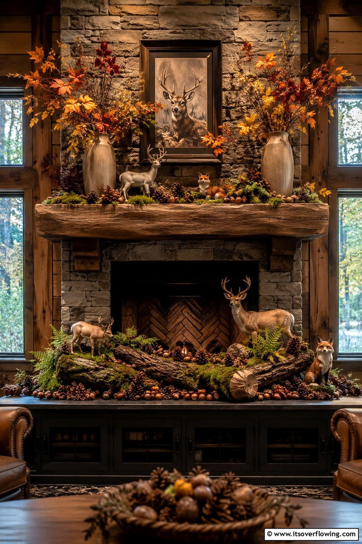 Woodland Forest Mantel Theme - 50 Fall Mantel Decor Ideas for Cozy Spaces This Season